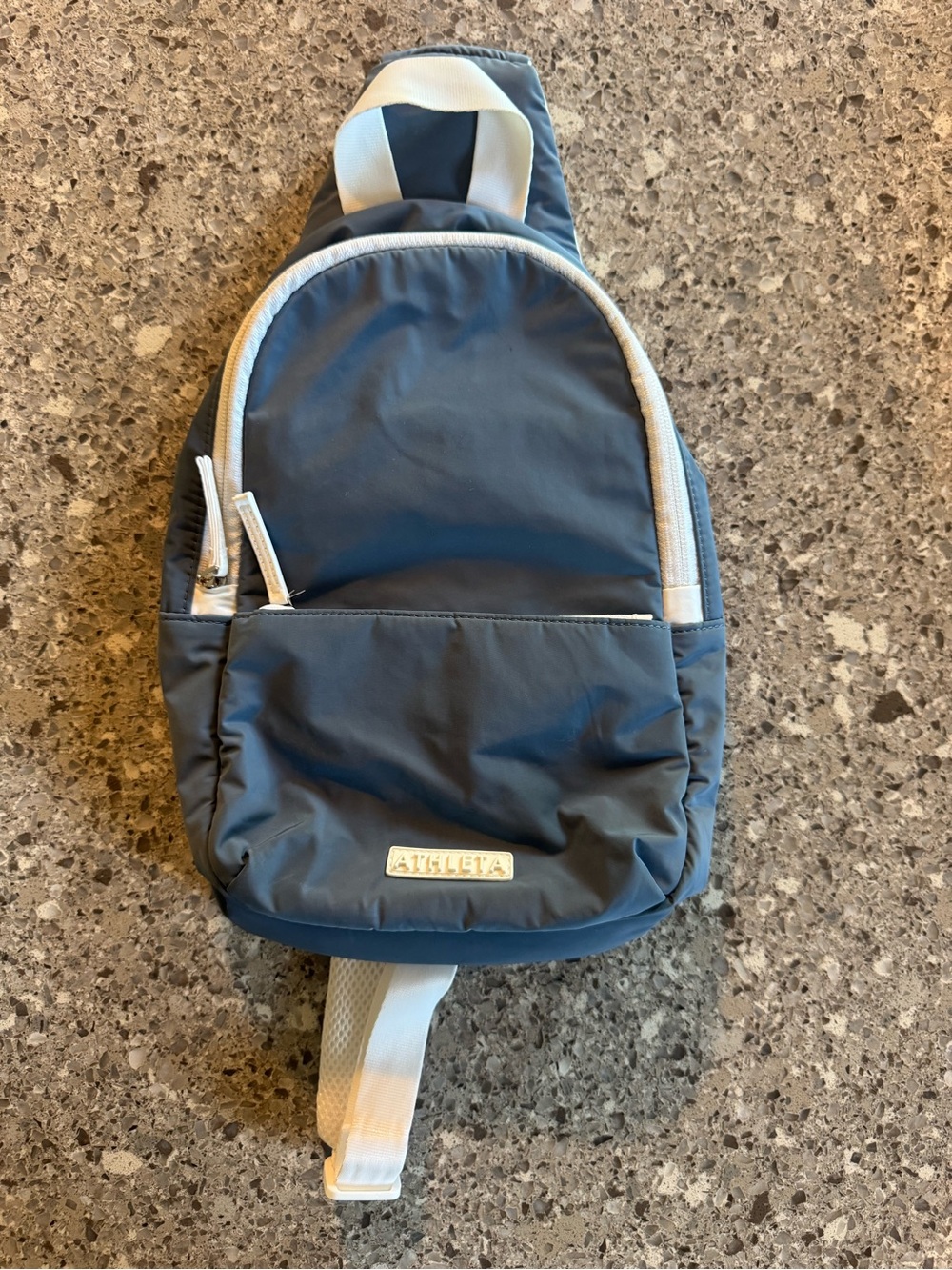 Athleta Power of She Sling Backpack Blue Gray Crossbody Bag